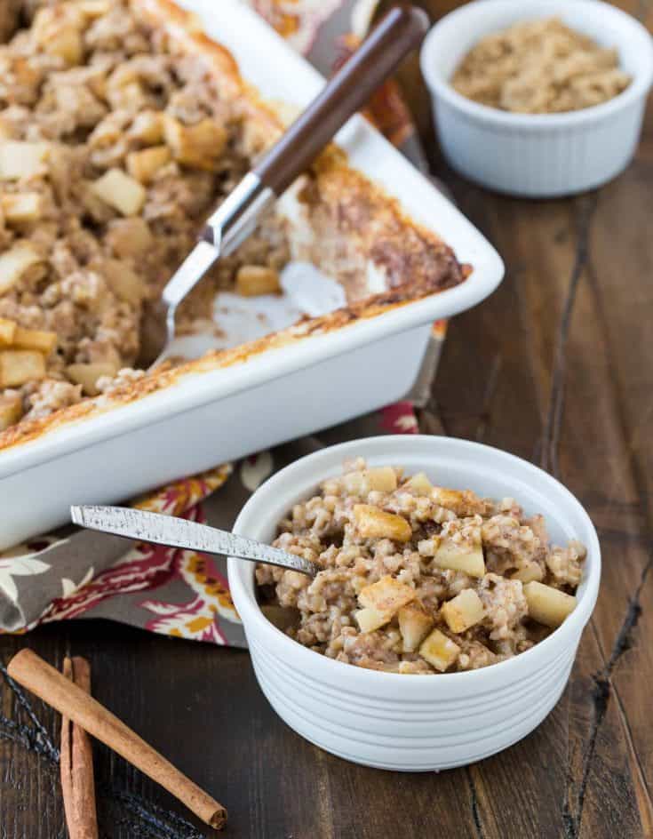 Baked Steel Cut Oatmeal Recipe With Apples And Cinnamon Garnish With