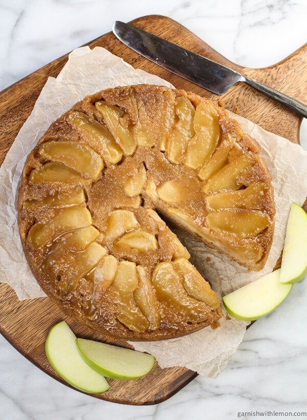 Maple Apple Upside Down Cake - Garnish with Lemon