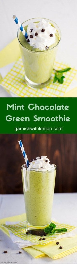 Mint Chocolate Green Smoothie - Garnish With Lemon