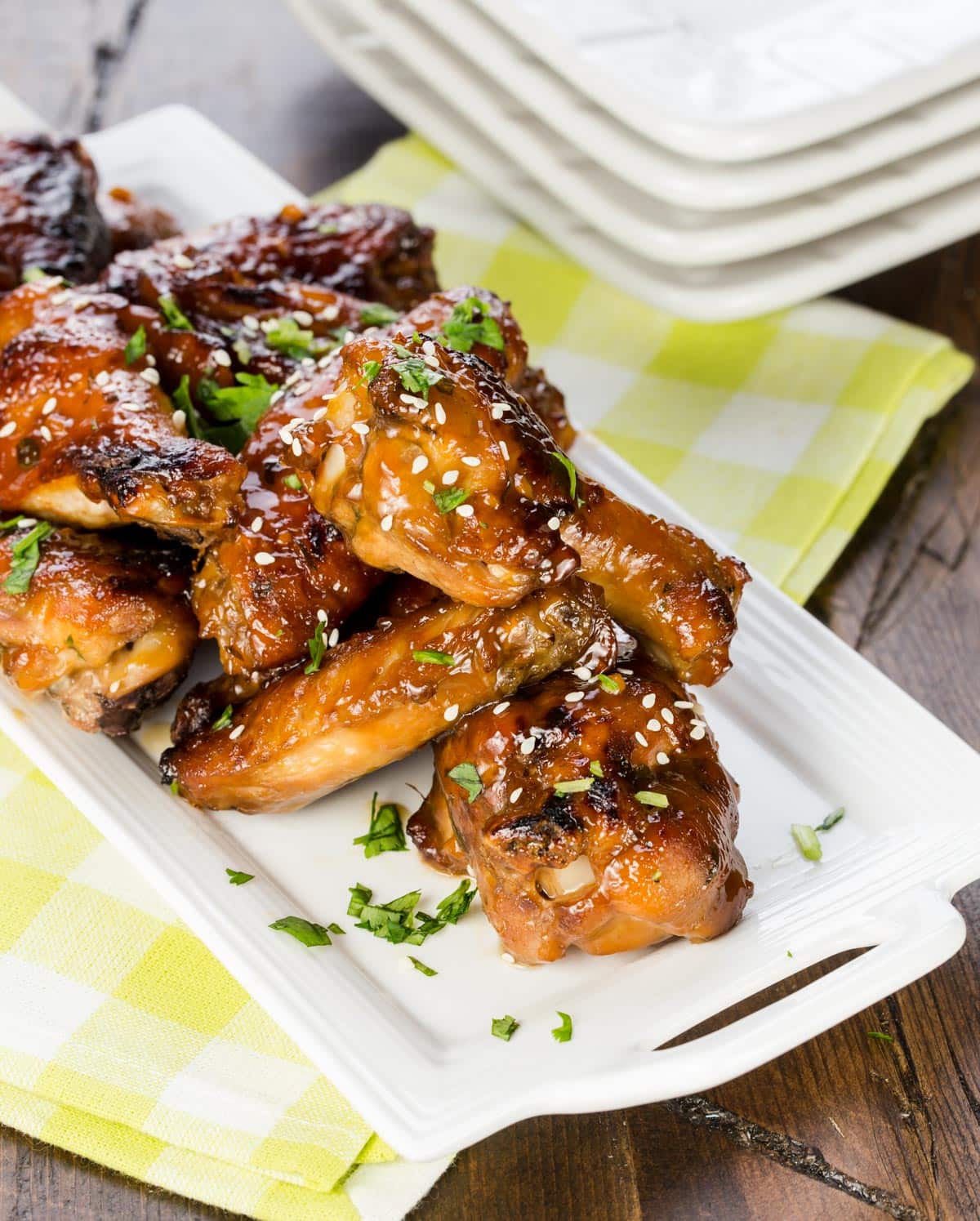 Sticky Asian Chicken Wings - Garnish with Lemon