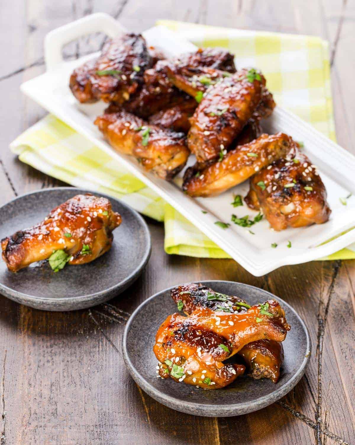 Sticky Asian Chicken Wings - Garnish with Lemon