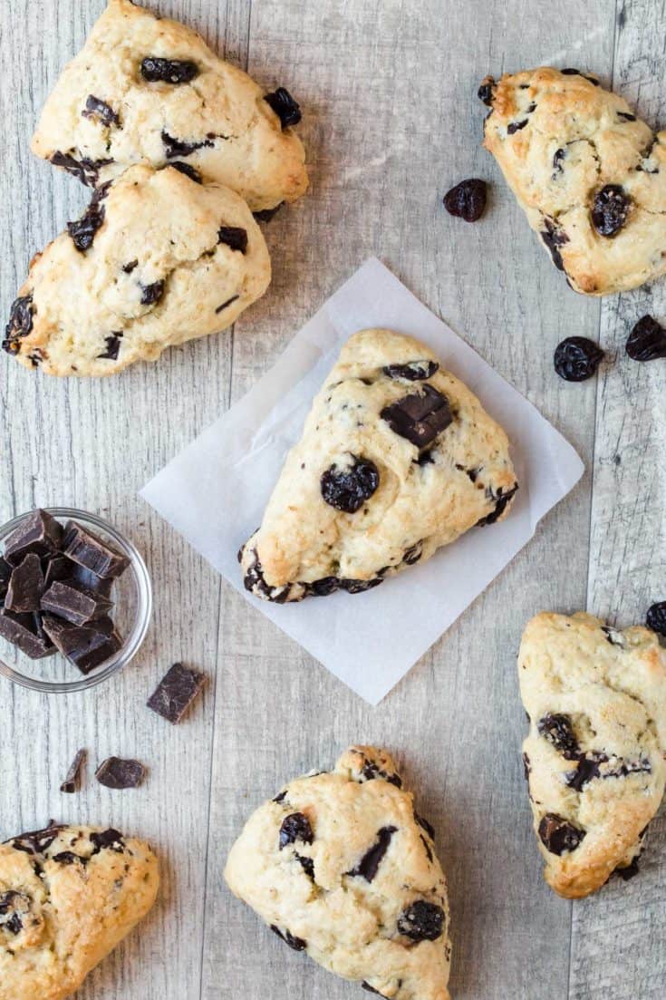 Dark Chocolate Cherry Scones - Garnish with Lemon