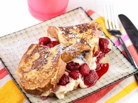 Mascarpone And Raspberry Stuffed French Toast Garnish With Lemon