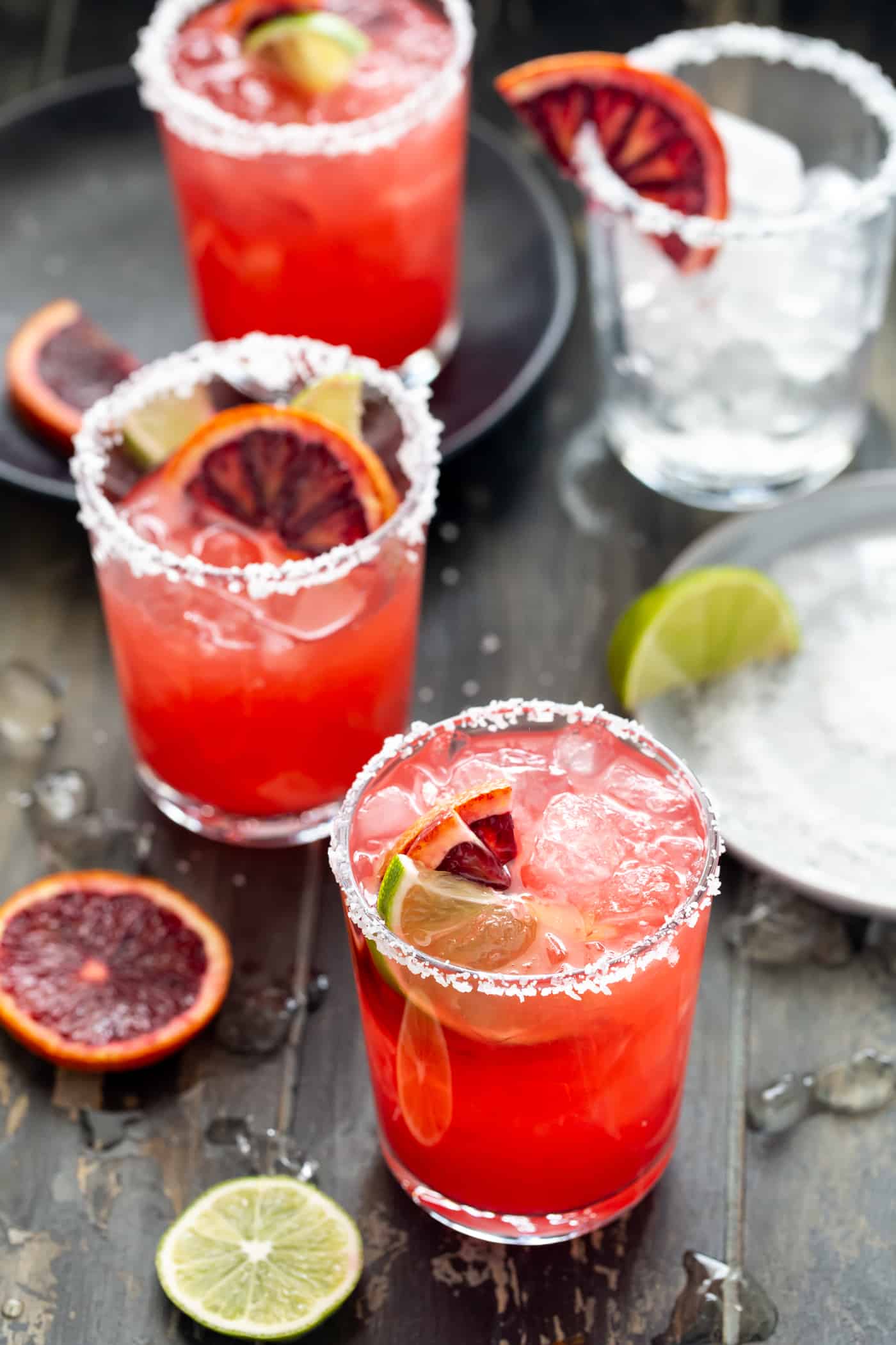 Blood Orange Margaritas for a Crowd - Garnish with Lemon