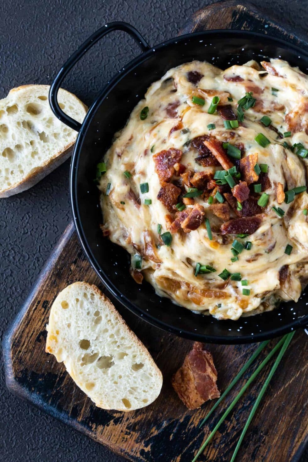 Warm Gruyere, Bacon and Caramelized Onion Dip Garnish with Lemon