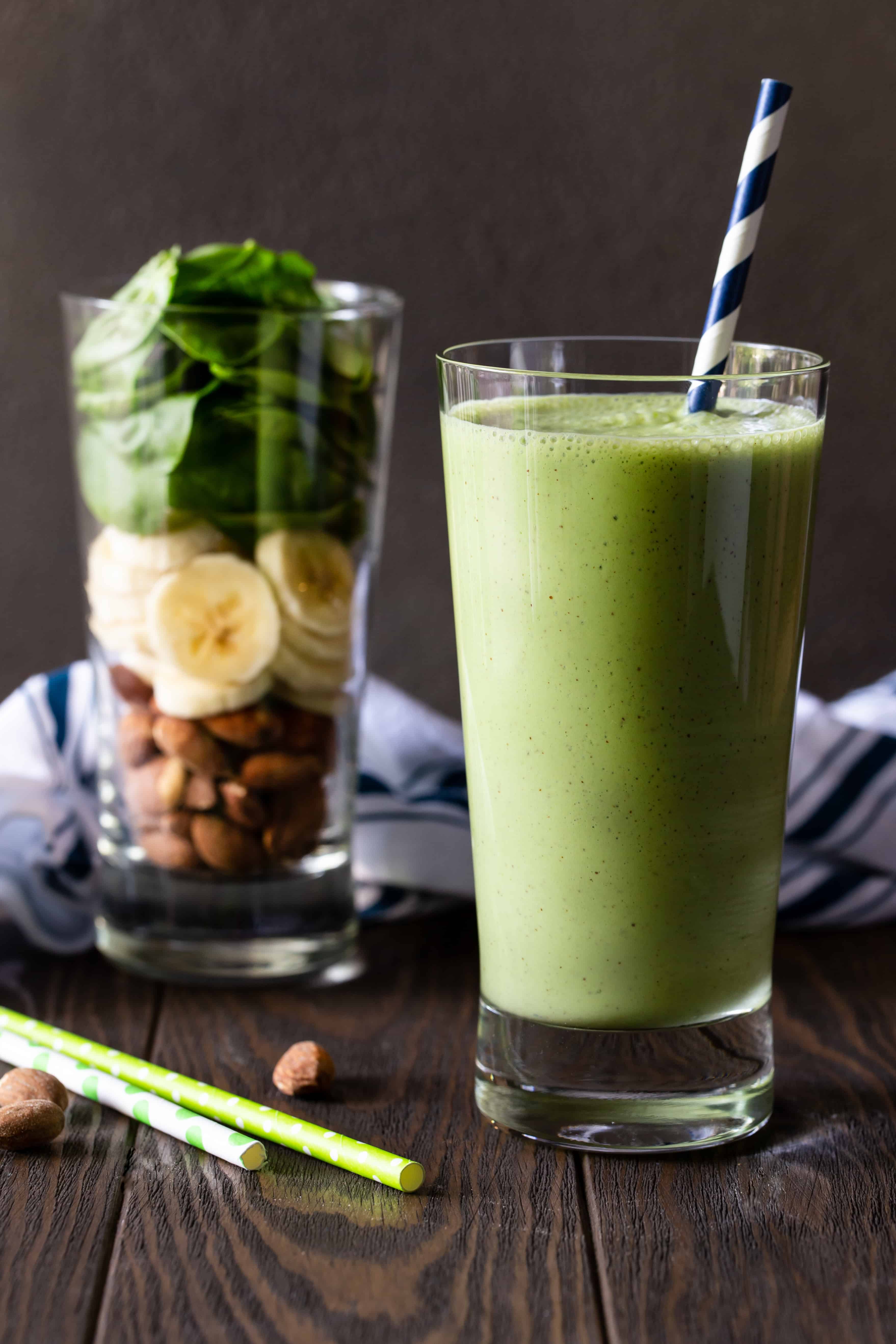 Easy Banana Spinach Smoothie (w/protein) - make ahead & freeze!