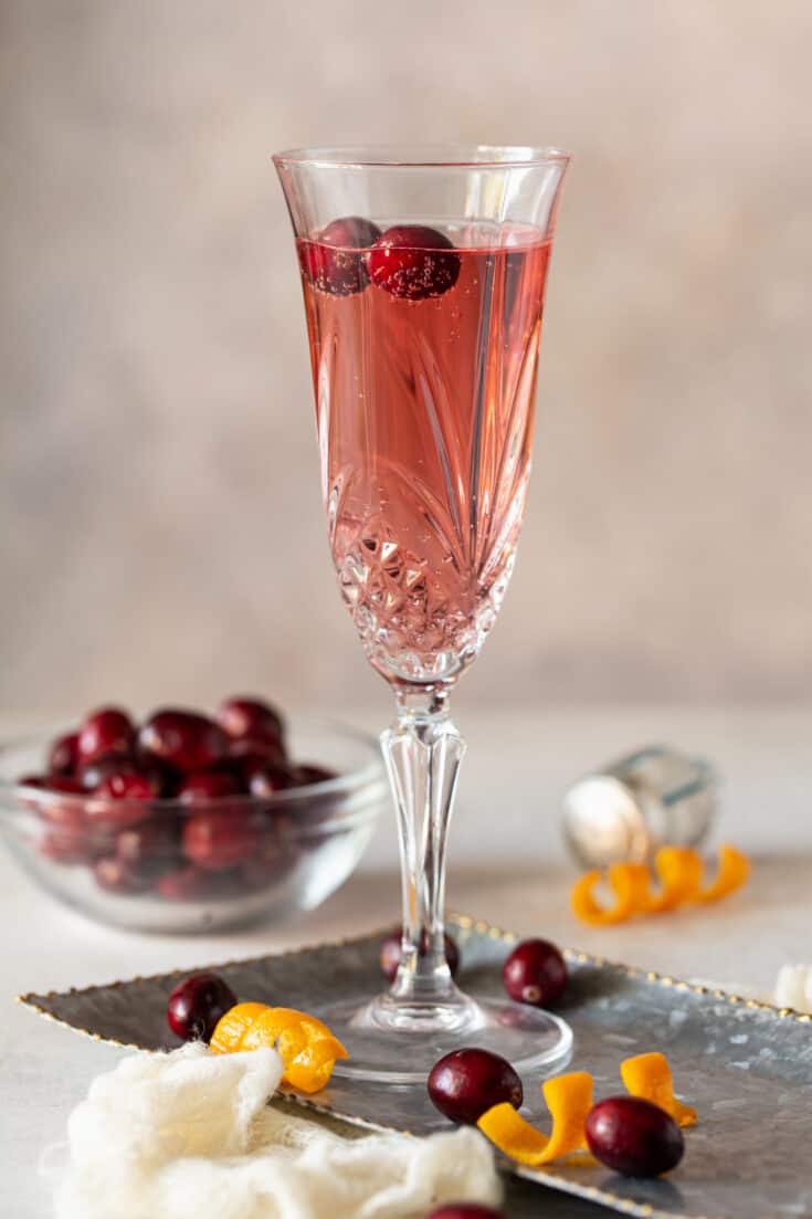 Easy Cranberry Mimosa- A seasonal twist on a traditional Mimosa