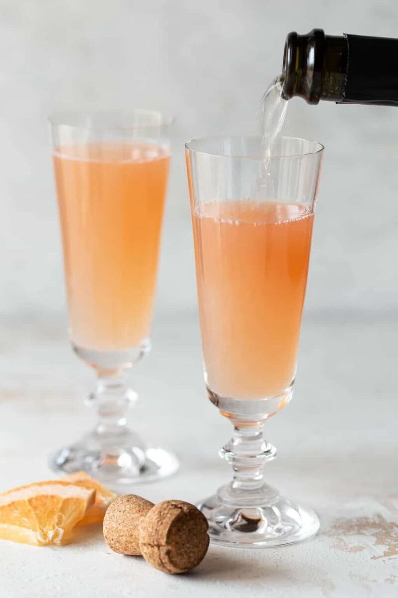 Breakfast Mimosa recipe - A Tequila Brunch Cocktail - Garnish with Lemon