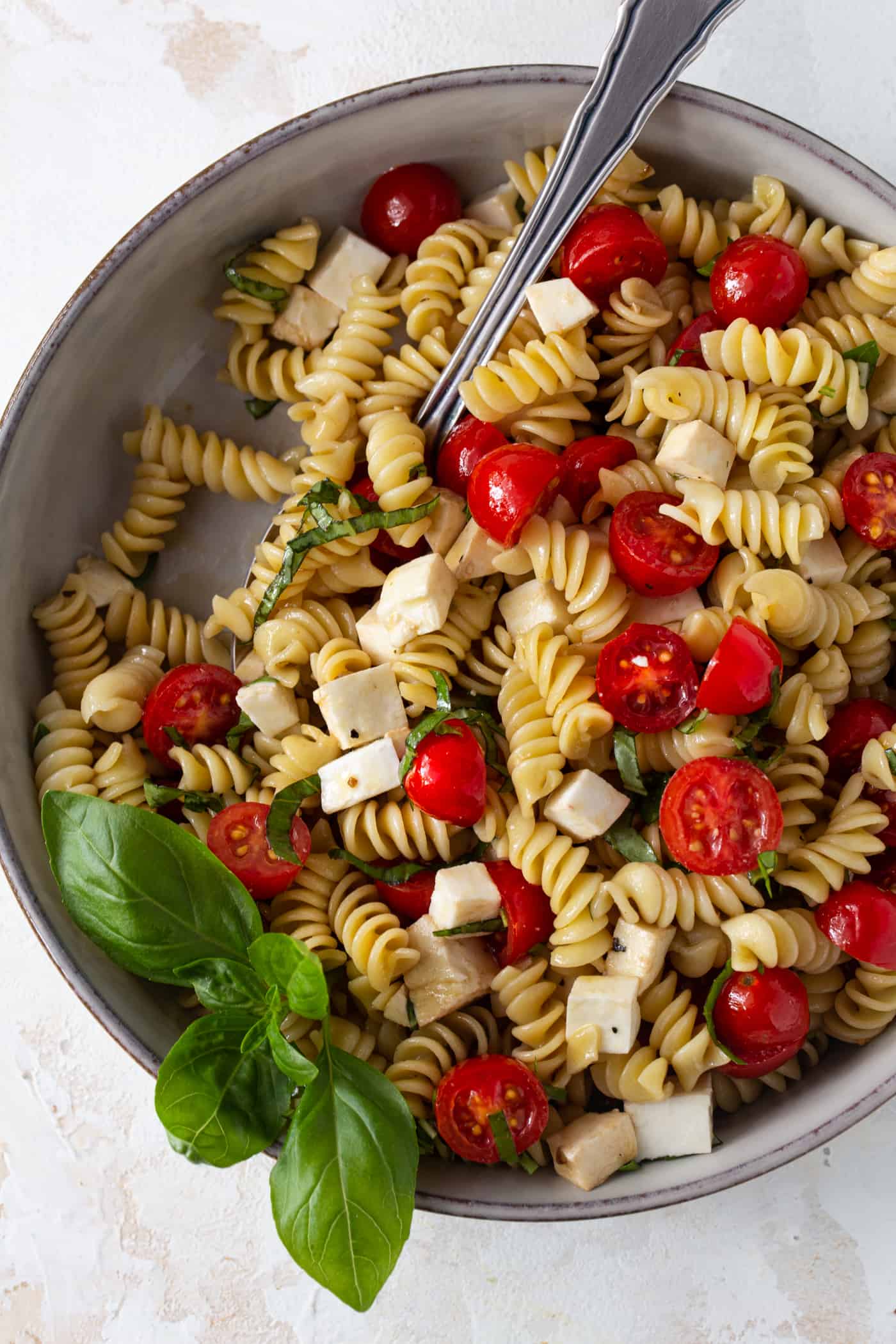 Easy Caprese Pasta Salad (with homemade vinaigrette!)