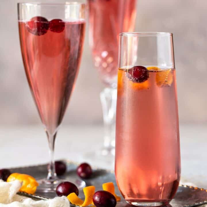 Easy Cranberry Mimosa- A seasonal twist on a traditional Mimosa