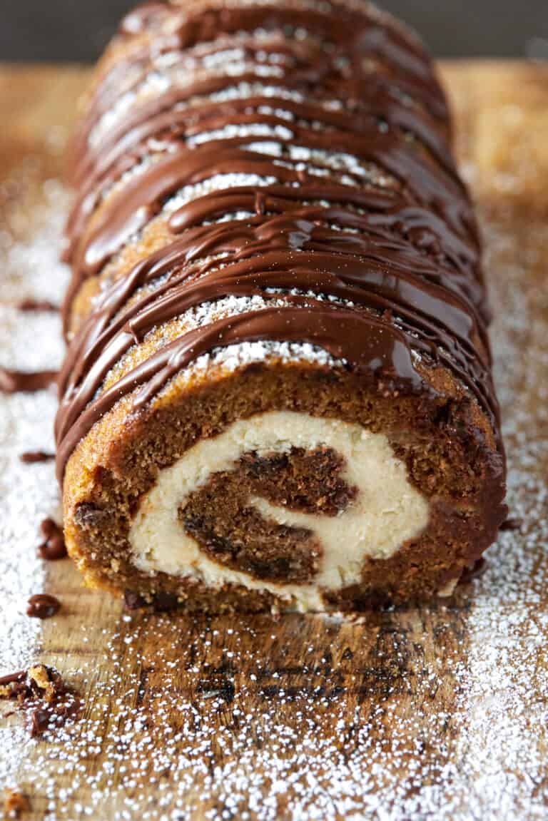 Pumpkin Chocolate Swiss Roll Cake