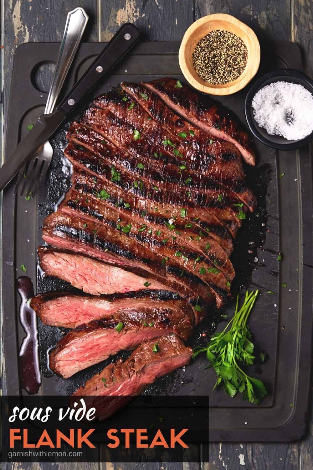 Sous Vide Flank Steak - Garnish with Lemon