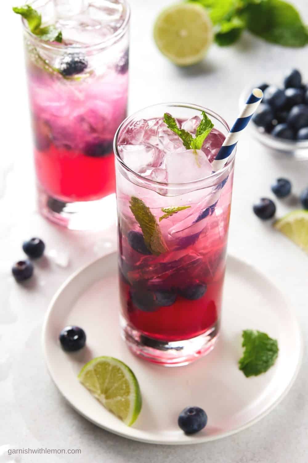 Blueberry Mojito - Garnish with Lemon